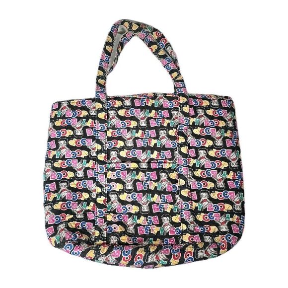 Betty Boop Shoulder Tote Soft‎ Fabric All Over Print Colorful Quilted - Picture 2 of 9